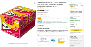 Chicles sin Azúcar con Sabor a Melocotón y Sandía- Paquete de 12 Envases de 23 g por 6,91€