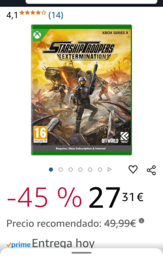 Starship Troopers Extermination Xbox por 27,31€.