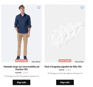 Recopilación desde Carrefour ropa, calzado y accesorios con envío gratis
