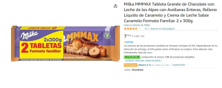 3 Packs de 2 unidades de 300 grs de Milka MMMAX Tableta Grande de Chocolate con Leche de los Alpes con Avellanas Enteras, Relleno Líquido de Caramelo y Crema de Leche Sabor Caramelo por 16.45€