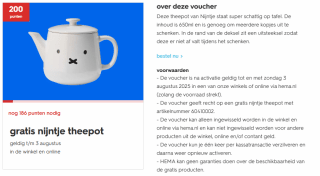 limited edition Nijntje Theepot bij inlevering van 200 HEMA punten