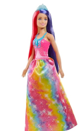Barbie Dreamtopia Muñeca princesa con pelo de colores por 9,99€.