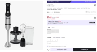 Mellerware Batidora de Mano Spiro! de 1000W por 25.49€ (Cuenta Nueva 15.49€)