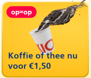 Koffie of thee van Kiosk voor €1,50