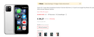 SOYES XS11 Mini Android Smartphone Qaud Core 1GB voor €39,27 bij Aliexpress
