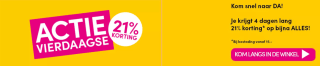 21% korting op bijna alles bij besteding vanaf 15.- bij DA