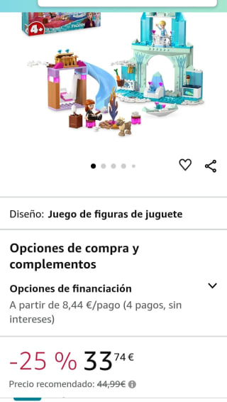Lego Disney Palacio de Frozen por 33,74€.