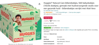 Huggies Natural Care billendoekjes 10 verpakkingen voor €8,99 bij Amazon