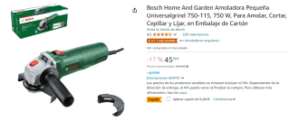 Amoladora Bosch Home And Garden Pequeña Universalgrind 750-115 750 W por 38.75€