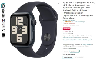Apple Watch SE (2023) 40 mm smartwatch voor €229 bij Amazon DE