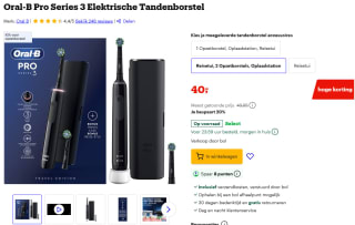 Oral-B Pro Series 3 Elektrische Tandenborstel voor €40 bij Bol