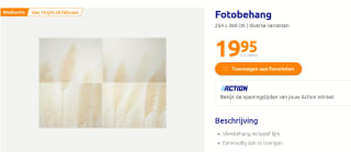 Fotobehang 255 x 360 cm in diverse varianten voor €19,95 bij de Action