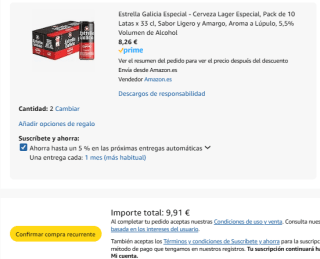 20 latas Estrella Galicia Especial Cerveza Lager Especial 33 cl por 9,91€