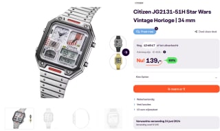 Citizen JG2131-51H Star Wars Vintage Horloge 34 mm voor €139 bij iBOOD