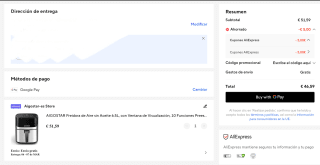 AIGOSTAR Freidora de Aire sin Aceite 6.5L, con Ventana de Visualización, 1600W. Por 46,59€