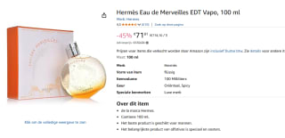 Hermes Des Merveilles Edt Spray 100 ml voor €71,82 bij Amazon
