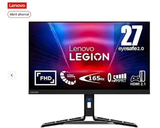 Monitor gaming Lenovo Legion R27i-30 27" Full-HD 0.5 ms 165 Hz 2x HDMI 2.1 TMDS 1x DP 1.4 Altavoces incluidos por solo 99€