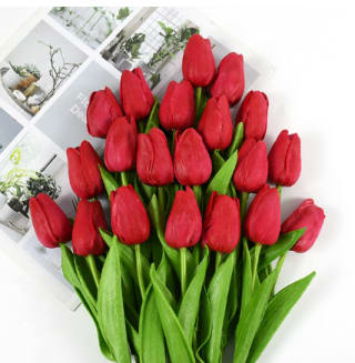 Flores artificiales de tulipán de 35 cm 10 unidades por 4,96€