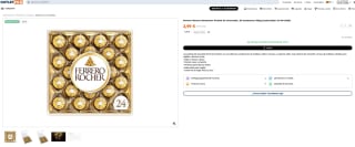 24 Bombones Ferrero Rocher Praliné de Chocolate 300g por 2,99€