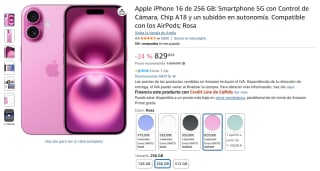 Apple iPhone 16 de 256 GB Rosa por 829€