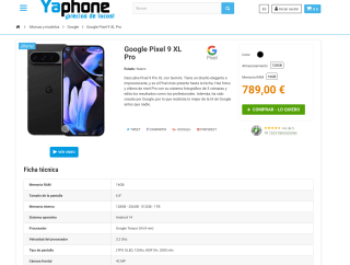 Pixel 9 Pro XL 16/128GB Smartphone 5G por solo 789€