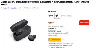 JABRA Elite 4 Dark Grey voor €49,99 bij Bol.com