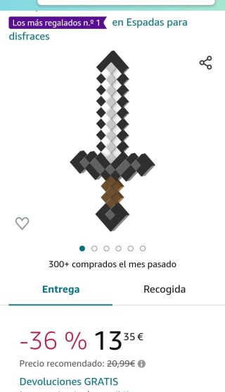 Mattel Minecraft Espada de juguete por 13,35€.
