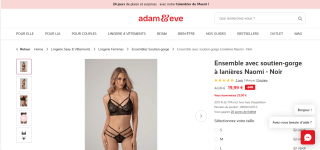 Ensemble avec soutien-gorge à lanières Naomi - Noir de S à 2XL à 19,99€