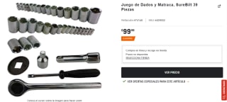 Juego de Dados y Matraca SureBilt 39 Piezas por $99 en AutoZone