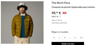 Chaqueta de plumón The North Face Hydrenalite para hombre por 95.99€