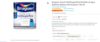 Bruguer Acrylic Multisuperficie Esmalte al agua Brillante Blanco Permanente 750 ml por 8,60€