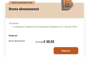 1 jaar Onbeperkt naar Slagharen voor €35,92