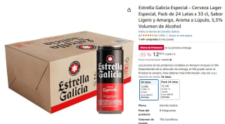 Pack 24 latas Estrella Galicia Especial por 12,99€