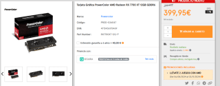 Tarjeta Gráfica PowerColor AMD Radeon RX 7700 XT 12GB GDDR6 por 399,95€ + 2 juegos gratis