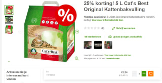 5L Cat's Best Original Kattenbakvulling voor €2,24 bij Zooplus