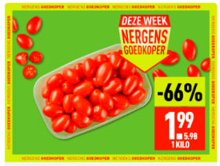 1 Kilo snoeptomaatjes voor €1,99 bij de Aldi