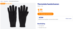 Thermolate handschoenen voor €1,99 bij de Action