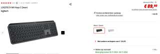 Logitech MX Keys S draadloos toetsenbord voor €89,90 bij Mediamarkt