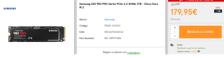 Disco Duro M.2 Samsung SSD 980 PRO Series PCIe 4.0 NVMe 2TB por 179.95€