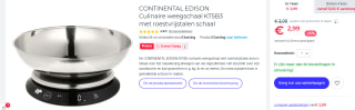 Continental Edison digitale culinaire weegschaal voor €2,99 bij Cdiscount