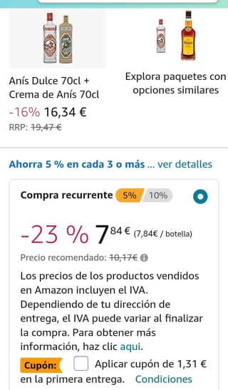 Anís del Mono Licor crema por 6,53€.