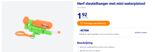 Nerf mini water blaster – Sleutelhanger voor €1,92 bij de Action