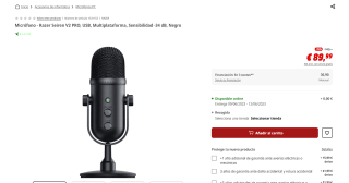 Micrófono marca Razer Seiren V2 PRO por 89,99€