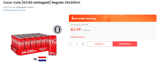 Coca-Cola Original taste tray 24 x 0,33 l voor €4,99 bij Ochama