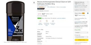 Antitranspirante Rexona Clinical Clean Soft Solid por $63 | Descuento Amazon