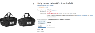 Unisex Helly Hansen Scout HH Duffel set M en L voor €74,99 bij Amazon