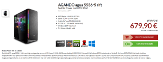 AGANDO agua 5536r5 rift Nvidia Power met RTX 3060 voor €679,90 in de Agando-shop