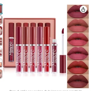 Set de 6 piezas brillo de labios líquido mate  mimore por 4,99€€