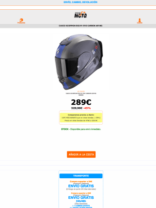 Casco SCORPION EXO R1 EVO CARBON MG 22.06 por solo 289€