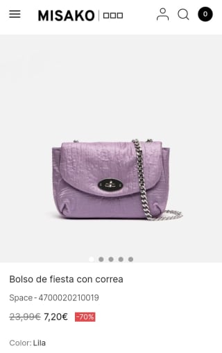 Bolso de fiesta con correa metálica por 7,20€.
